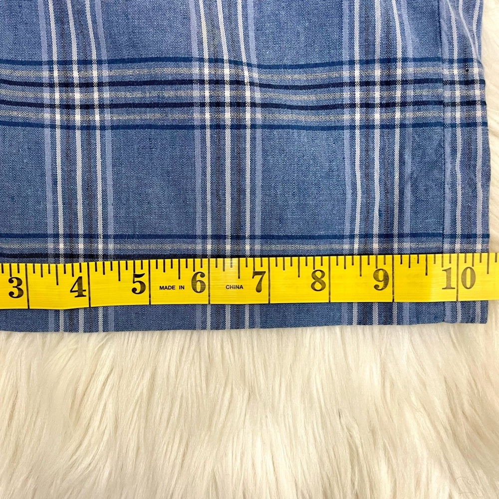 Banana Republic Linen blend Wide-leg Crop Pants Blue Plaid, EUC - Picture 9 of 11
